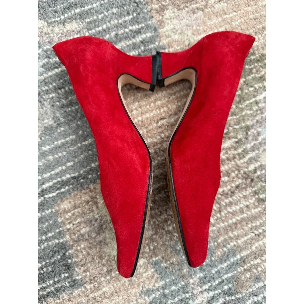 Classiques Entier Red Suede Pumps 7C Made in Italy Leather Vintage Heels